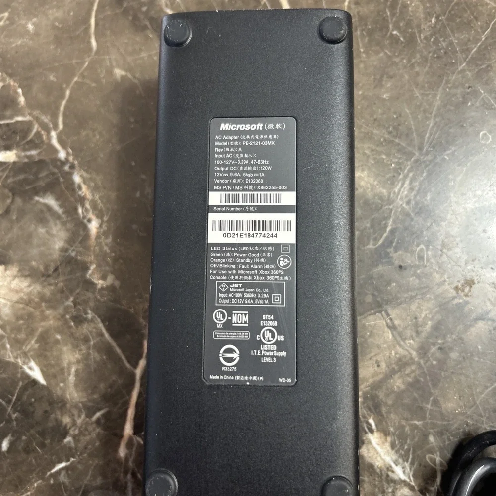 Genuine OEM Microsoft XBOX 360 S AC Power Supply Adapter Brick Only PB-2121-03MX